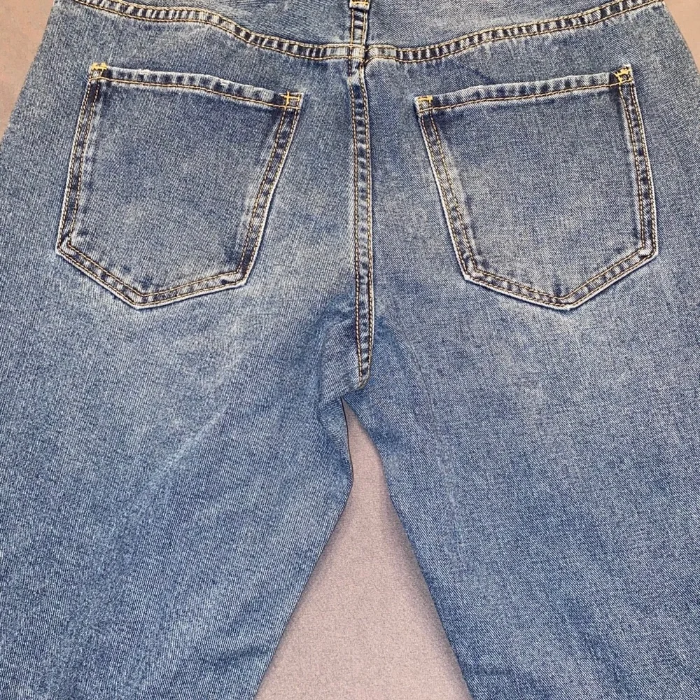 Forever 21 Distressed Straight Leg Denim Jeans
